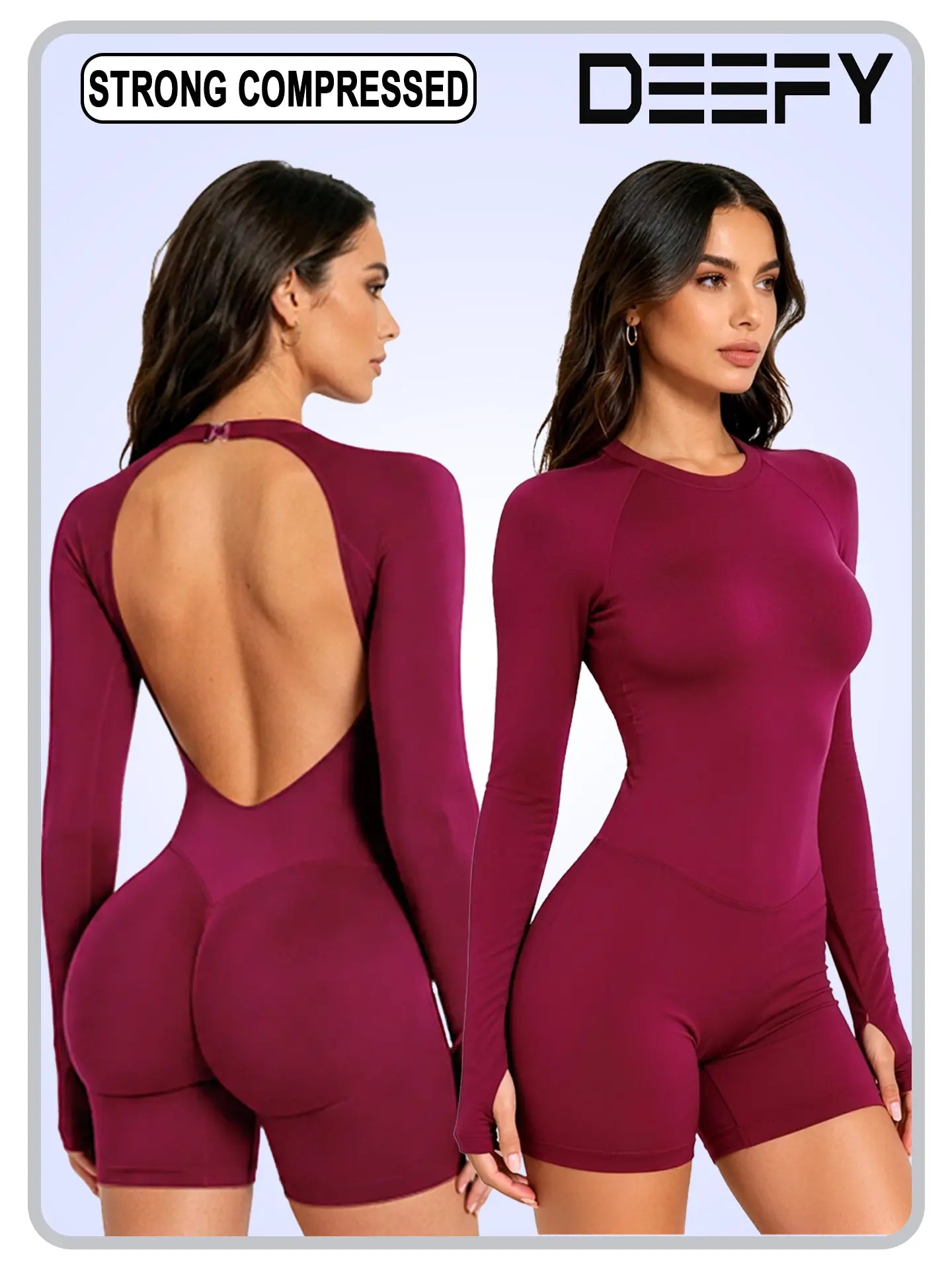 [STRONG COMPRESSED] DEEFY Impact Long Sleeve One Piece Unitard Compression Workout Jumpsuit Women’S Gym Yoga Bralette Soft Sculpting Activewear
